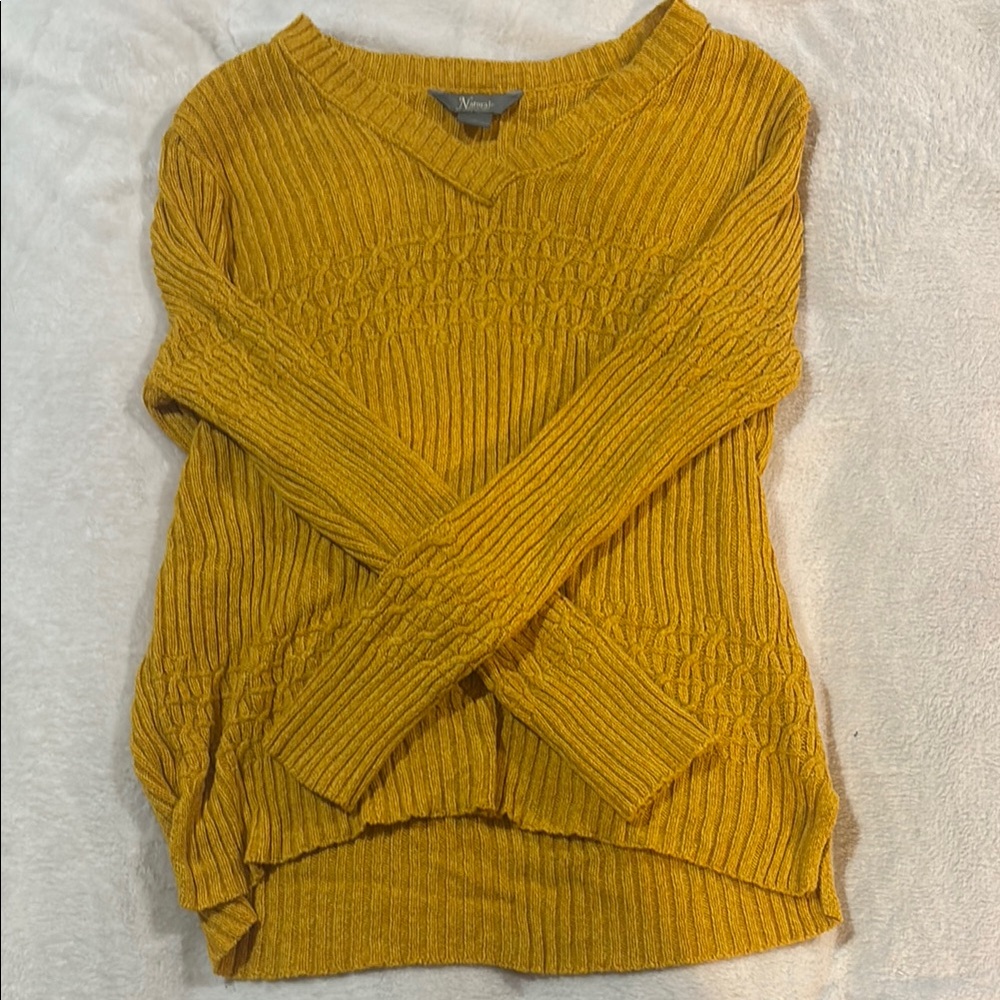 Xhilaration Yellow V-Neck Sweater Chunky Knit